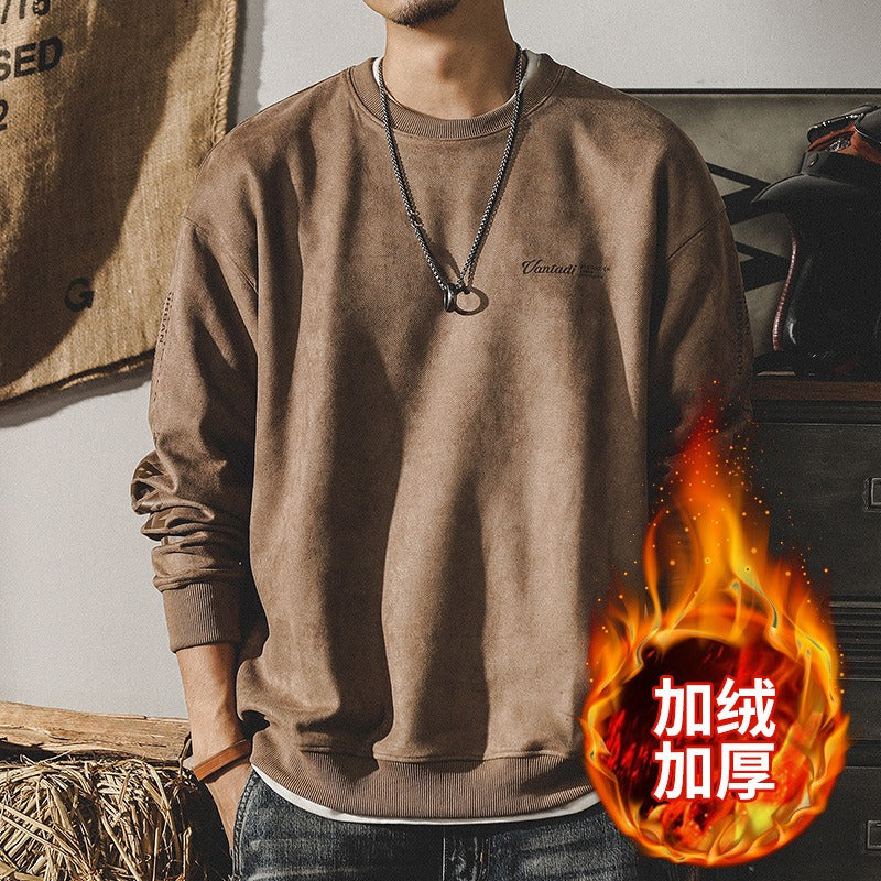 Heavyweight Vintage Sweater Men's Winter Fashion Fashion Brand Loose Size Suede Clothes Fashion Brand Top Fashion