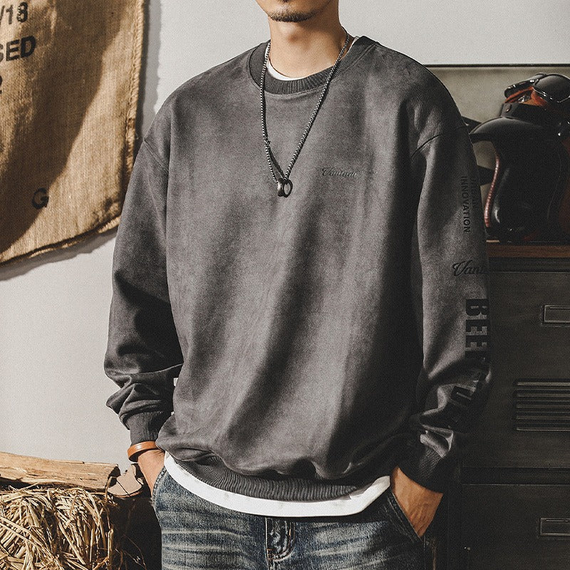 Heavyweight Vintage Sweater Men's Winter Fashion Fashion Brand Loose Size Suede Clothes Fashion Brand Top Fashion