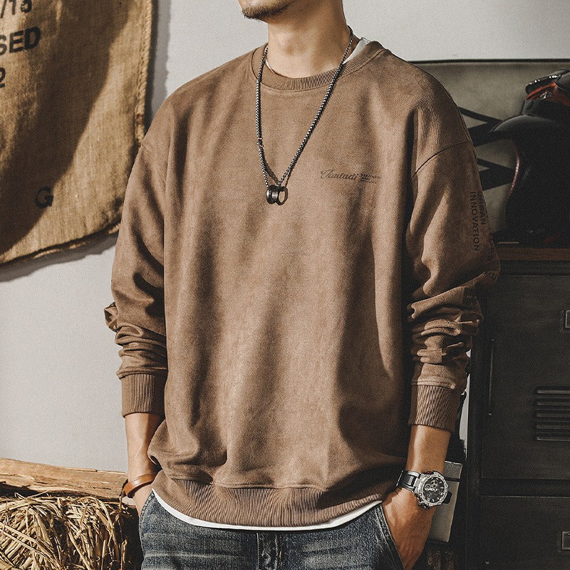 Heavyweight Vintage Sweater Men's Winter Fashion Fashion Brand Loose Size Suede Clothes Fashion Brand Top Fashion