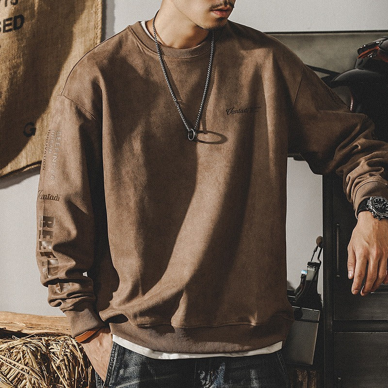 Heavyweight Vintage Sweater Men's Winter Fashion Fashion Brand Loose Size Suede Clothes Fashion Brand Top Fashion