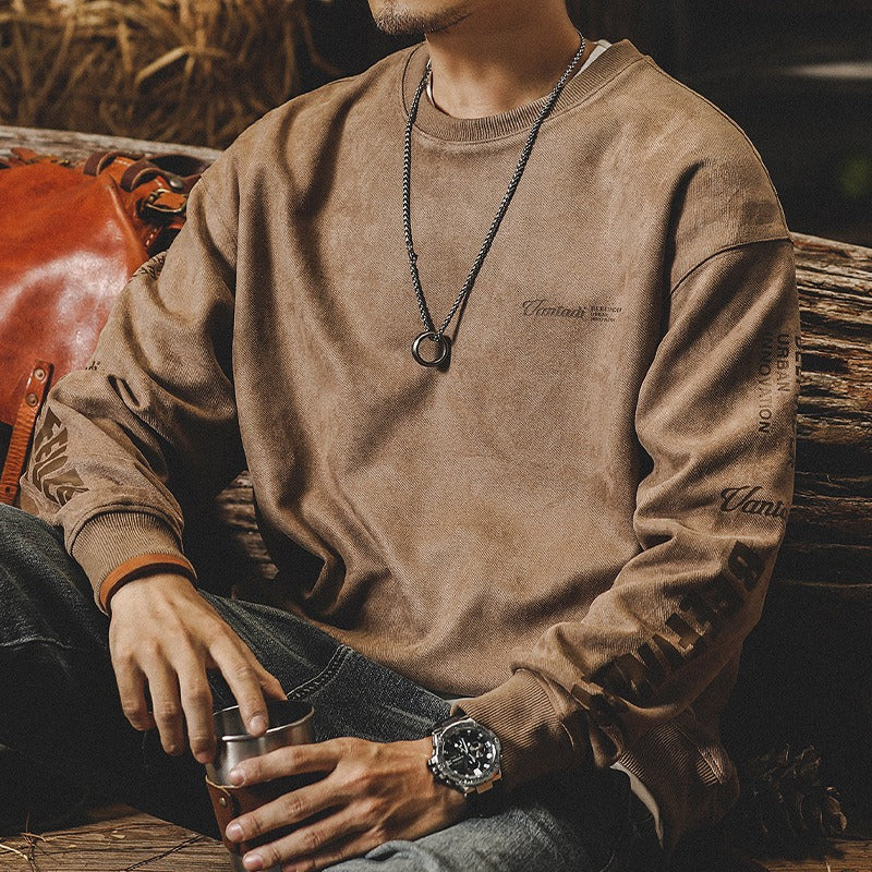 Heavyweight Vintage Sweater Men's Winter Fashion Fashion Brand Loose Size Suede Clothes Fashion Brand Top Fashion