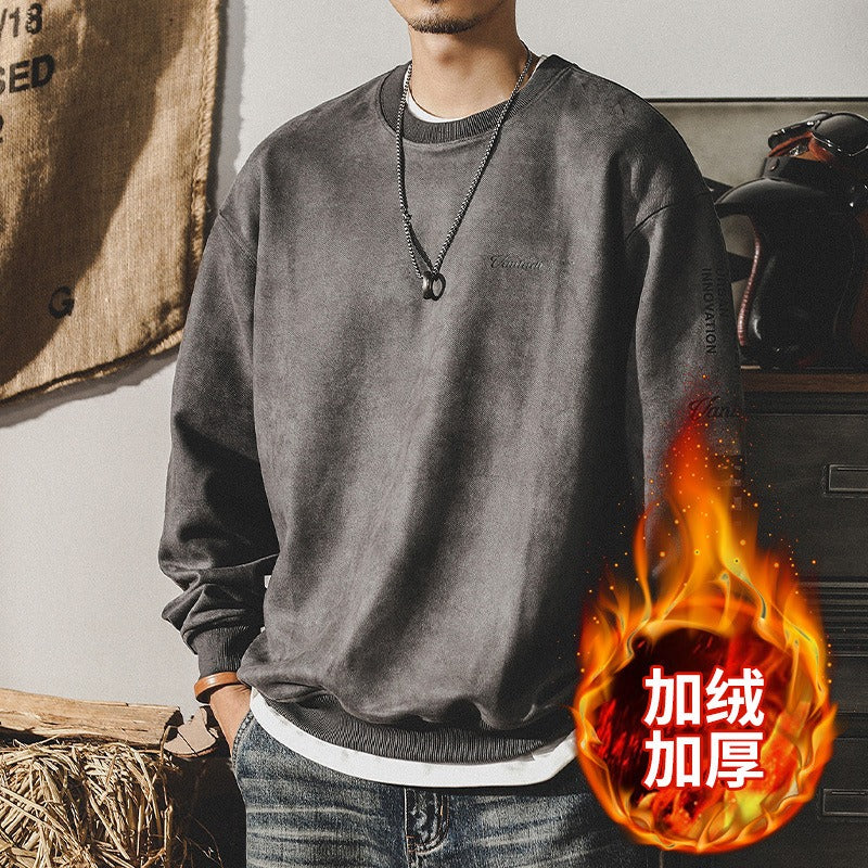 Heavyweight Vintage Sweater Men's Winter Fashion Fashion Brand Loose Size Suede Clothes Fashion Brand Top Fashion