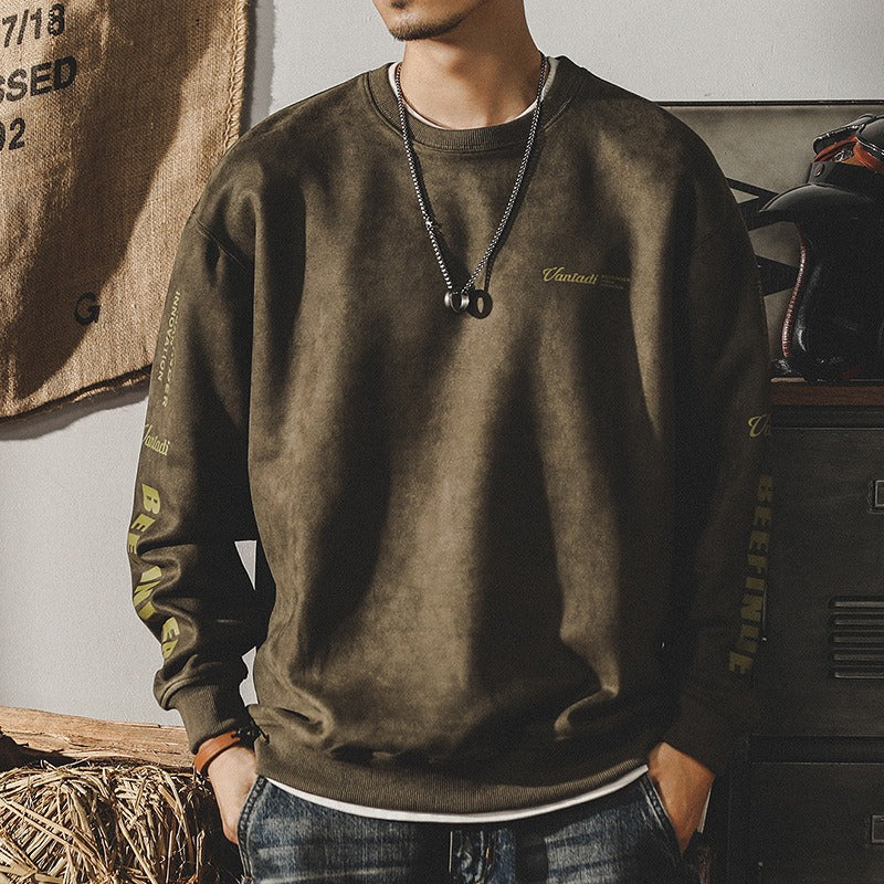 Heavyweight Vintage Sweater Men's Winter Fashion Fashion Brand Loose Size Suede Clothes Fashion Brand Top Fashion