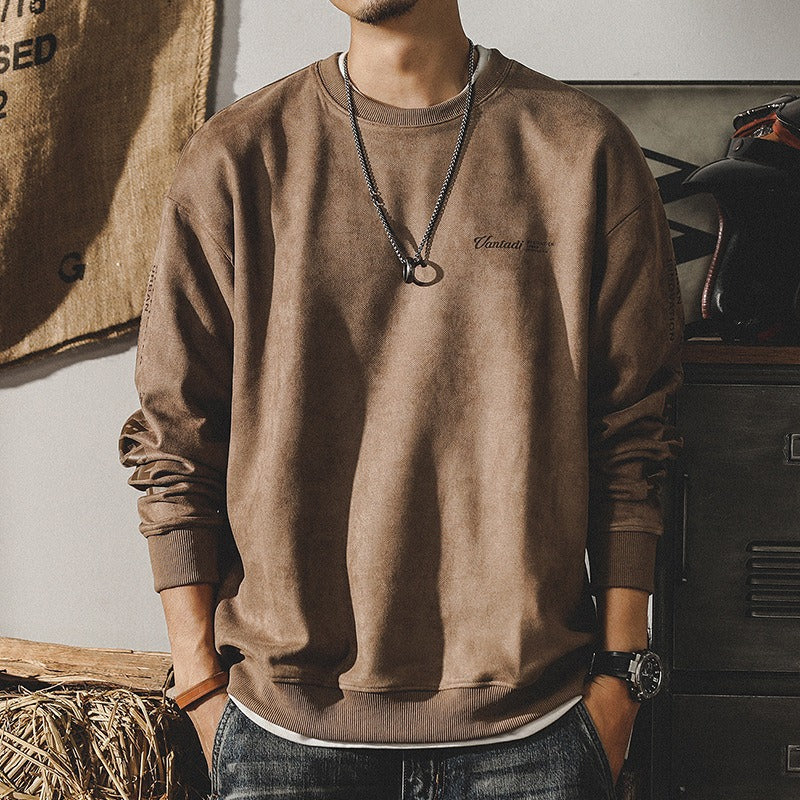 Heavyweight Vintage Sweater Men's Winter Fashion Fashion Brand Loose Size Suede Clothes Fashion Brand Top Fashion